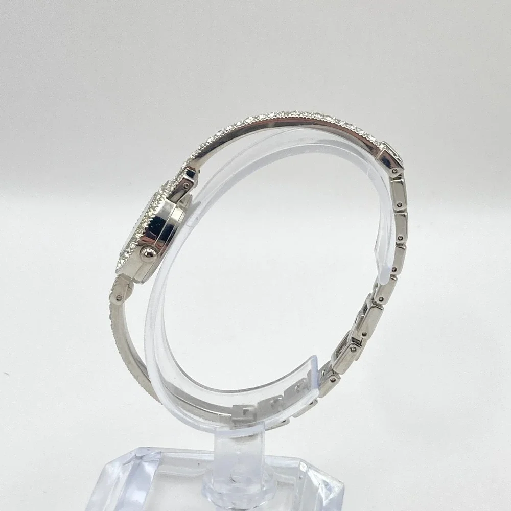 Collezio Womens Watch 22mm Silver Tone Crystals Bling MOP Dial New Battery 6.75